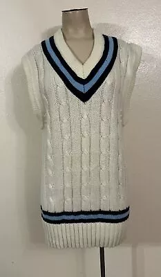 Vintage 90s Gray-Nicolls Size Medium Cable Knit English Cricket V-Neck Vest • $39.99