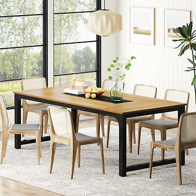 79  Large Rectangular Dining Table Wood & Metal Dinner Breakfast Kitchen Table • $207.46