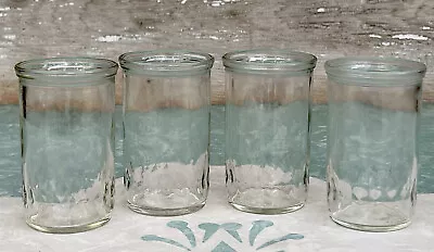 Set Of 4 Diamond Banded 4 Oz. Mason Jelly Jar Juice Glasses • $24.96
