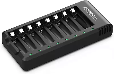 POWEROWL 8 Bay AA AAA Battery Charger USB High-Speed Charging Independent For • $18.25