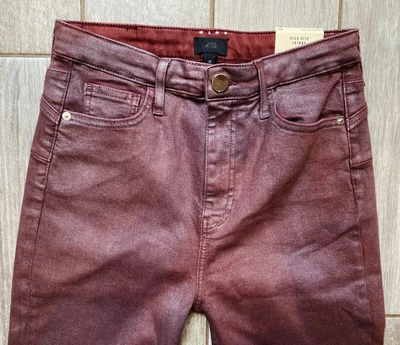£26.99 • Buy River Island  Super Skinny Coated Dark Pink Going Out Jeans  12 R W32 L28 NEW