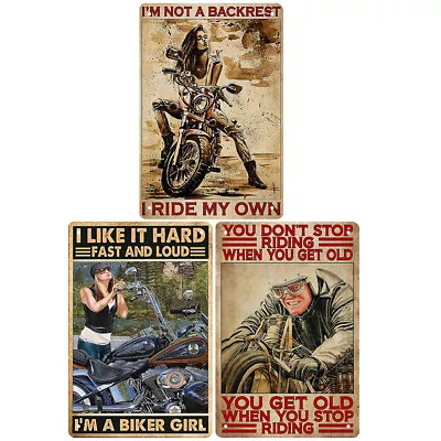 People Riding Motorcycle Plate Vintage Metal Tin Sign Plaque For Bar Pub Club • $9.59