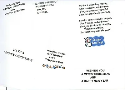 £5.55 • Buy 50 X Pre-Printed Christmas Card Inserts 80gsm For Card Makers Free 1st Class P/p
