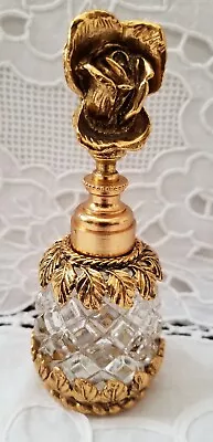 Vtg Matson Stylebuilt Rose Vanity Ornate 24k Gold Ormolu Perfume Bottle + Dauber • $80