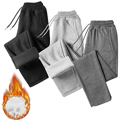 Men Warm Fleece Pants Sweatpants Loose Fit Open Bottom Sweatpants Straight Leg • $14.95
