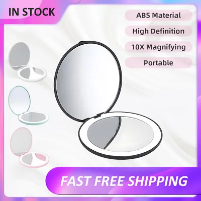 10X Magnifying Makeup Compact Mirror Cosmetic Fold Portable Pocket 12 LED Lights • $6.99