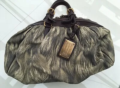 £299 • Buy Vintage Dolce & Gabbana Miss Glamorous Fur Print Leather Handbag            Ref*
