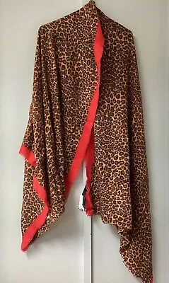 ZARA LEOPARD ANIMAL PRINT SCARF  Red Trim Medium 36 X 80 New • $59.78