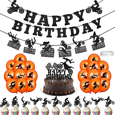 84 Pieces Motorcycle Birthday Party Decorations Dirt Bike Birthday Party Decor • $23.98