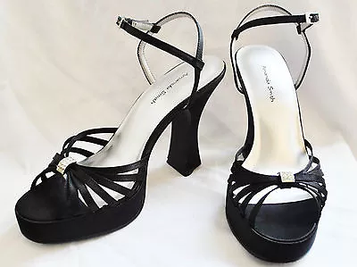$93.10 • Buy Amanda Smith Black Shiny Rhinestone Ankle Strap Platform Heeled Pump Shoes 5.5