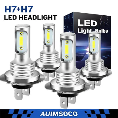 4Pcs H7 LED Headlight High + Low Beam Combo Bulbs Kit 6500K Super White Bright • $39.99