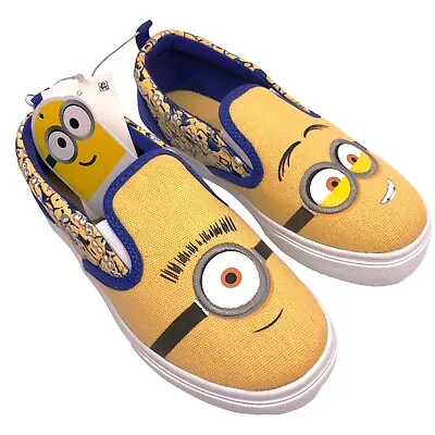 NEW NoBox Minions Canvas Slip On Shoes Sneakers Kids Unisex Boys Girls 13 • $14.95