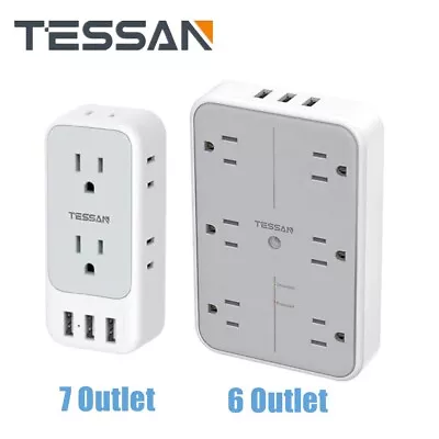 Multi Plug Surge Protector Wall Outlet Adapter Tap 6 Extender Outlet USB Ports • $19.99