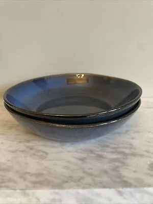 Dartington Deep Blue Stoneware Pasta Bowl Pair 21.5cm New • £19.95