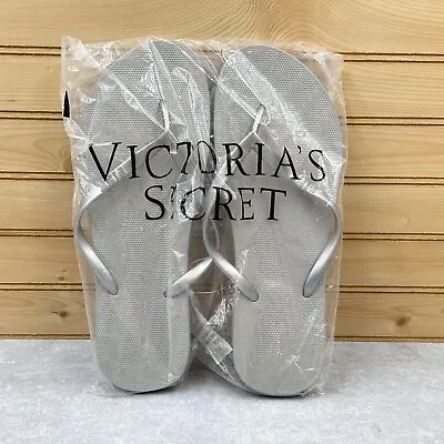 Victoria’s Secret PINK Flip Flops Sandals Silver Large L NEW! • $18.52