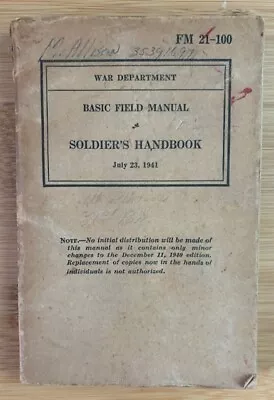 War Department Basic Field Manual -Engineer Soldier's Handbook 1941 (NAME #) • $16.99