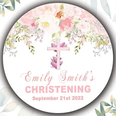 £3.59 • Buy Premium Personalised Christening Baptism Thank You Stickers Bag Seals Sweet Cone