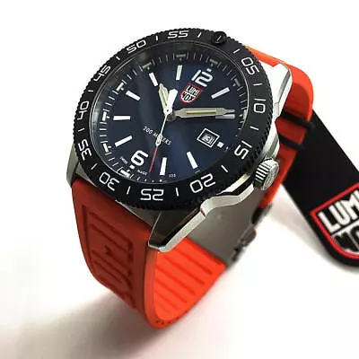 Men's Luminox Pacific Diver Blue Dial Orange Band 200 M WR Dive Watch 3123.RF • $389.98