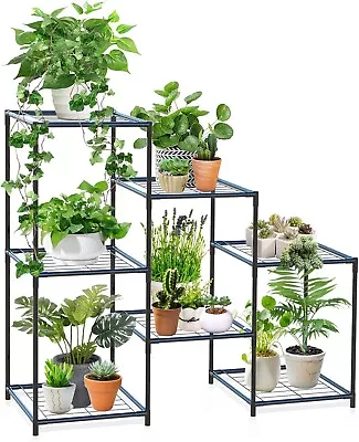 Indoor 3Tiers 7Potted Ladder Plant Holder Stands Metal Outdoor Tiered Multiple • $29.99