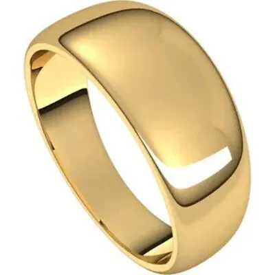 SIZE 6.5 Round Tapered 8mm Wide Wedding Band 10k Yellow Gold Standard Fit Ring • $332.35