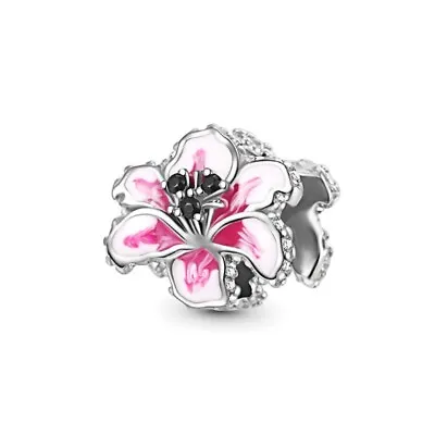 Pink Daisy Flower Charm Sterling Silver Bracelet Dangle S925 Mothers Day Gift • £8.45