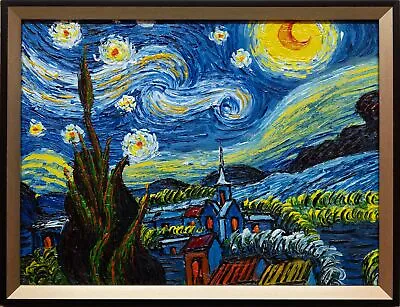 Contemporary After Van Gogh Acrylic On Canvas  Starry Night  • $72.50