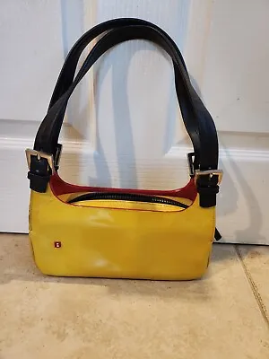 BALLY Vintage Y2K Yellow Patent Leather Shoulder Bag Clutch Handbag • £39.99