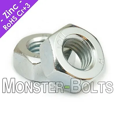 M8-1.25 Metric Hex Nuts Zinc Plated CR+3 Class 10 Steel  DIN 934 Coarse Thread • $5.25