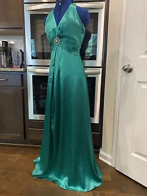 Vintage Green Scala Beaded Sleeveless Long Dress Gown Size 2 • $64