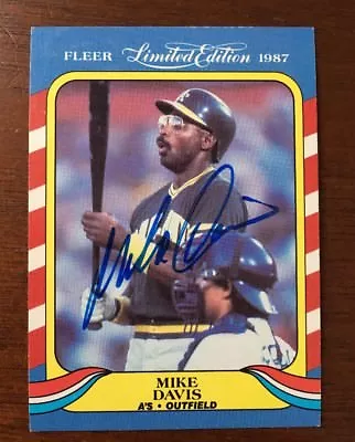 Mike Davis 1987 Fleer Autographed Signed Auto Baseball Card 12 A's • $12.77