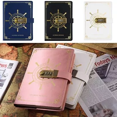 Refillable Diary With Lock PU Leather Password  Notebook Locked Journal  Girls • $29.28