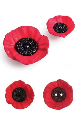 Poppy Buttons Red Two Hole Or Shank 20mm 28mm 41mm Remembrance Day • £6.99