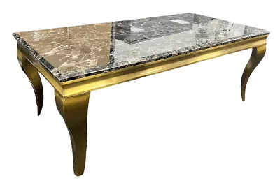 Black Marble Coffee Table Gold Louis Curved Leg Gold Coffee Table Black Top • £313.07