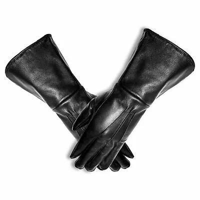  Men's Genuine Leather Motorcycle Gloves Riding Gauntlet Wind Breaker Unlined  • $30