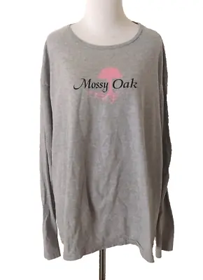 Mossy Oak Long Sleeve T-shirt Gray Pink Fruit Of The Loom Cotton Blend Women 2xl • $9