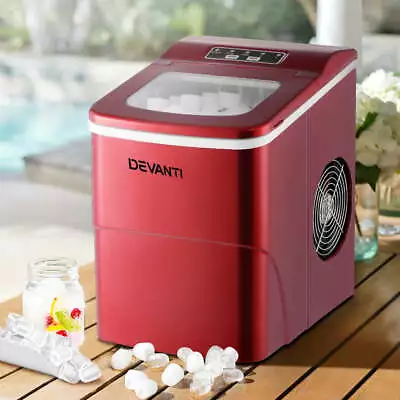 DEVANTI Portable Ice Cube Maker Machine 2L Home Bar Benchtop Easy Quick Red • $125.83