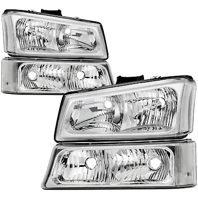 Headlights Assembly Clear Chrom 03-06 Chevy Silverado 03-06 Avalanche W/ Clear • $60.99