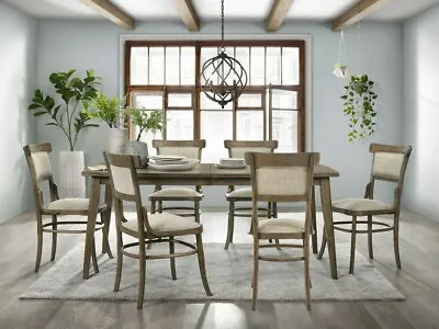 7pc Dining Set Vintage Walnut Dining Table And 6 Side Chairs Cushion Seat Back • $1349