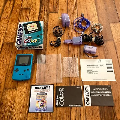 Nintendo GameBoy Color GBC Teal Blue CGB-001 Handheld System Complete In Box CIB • $199.99