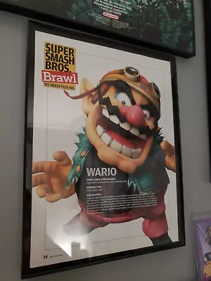 Framed 2008 Super Smash Bros Brawl Wario Fighter Feature Video Game Wall Art • $29