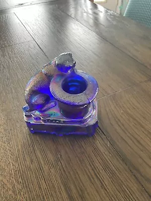 Vintage Cobalt Blue Carnival Glass Puppy Dog Toothpick Holder • $24.99