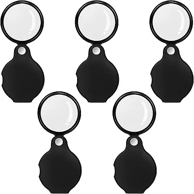 5PCS 10X Pocket Magnifying Glass Small Magnifying Glass With Black Rotating Prot • $14.42