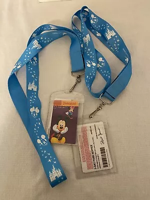 Two Mickey & Minnie Mouse Lanyard Disney Land DLR Travel Company Disney-Blue • $7