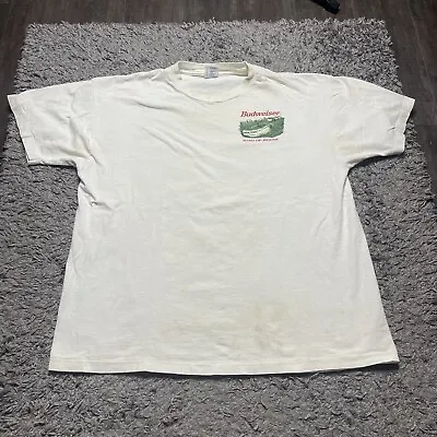 Vintage Budweiser Shirt Mens XL White Alligator King Of Beers Distressed 90s • $28.99