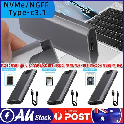 M.2 To USB Type C 3.1 SSD Enclosure 10Gbps NVME/NGFF Dual Protocol M/B/(B+M) Key • $7.79
