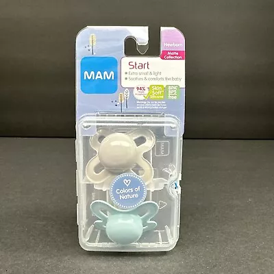 MAM Newborn Pacifier Matte Collection Blue And Grey Gray Colors Of Nature Start • $6.99