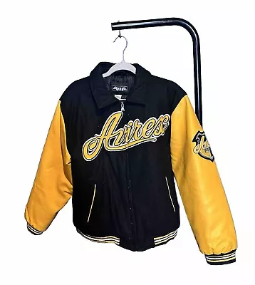 Aiverex Letterman Jacket! Yellow/Gold Color Sleeve Faux Leather . • $34.99