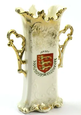 Vintage Victoria Carlsbad Austria Double Gold Handled Jersey Porcelain Vase 8  • $38.36