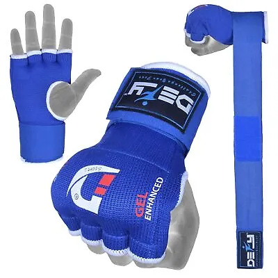 Gel Padded Inner Gloves With Hand Wraps MMA Muay Thai Boxing Bandage Fight Blue • $7.99