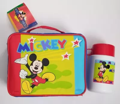 Mickey Mouse Thermos Lunch Box Set - NEW Vintage Mickey For Kids Soft Shell • $11.95